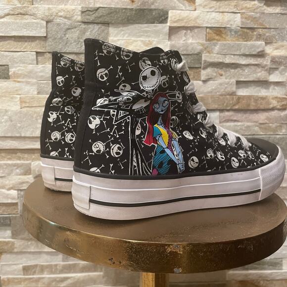Nightmare Before Christmas Platform High Tops | Jack Sally Skulls Sz 10 Disney - Picture 3 of 11